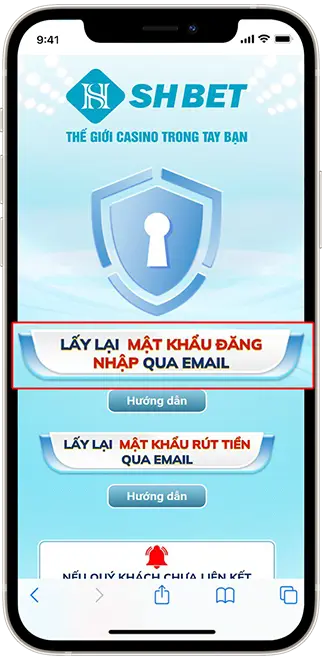 Bước 2: Chọn LẤY LẠI MẬT KHẨU ĐĂNG NHẬP QUA EMAIL